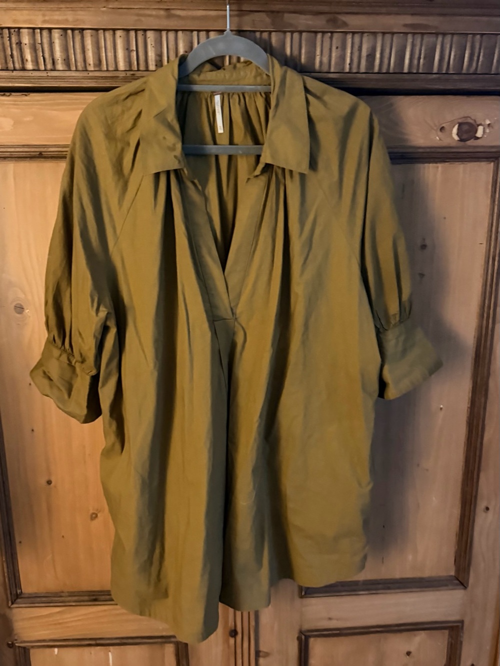 Anthropologie Olive Green V-Neck Tunic Dress
